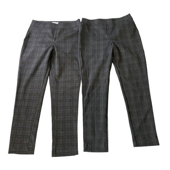 2 Pairs Calvin Klein Gray Checkered Plaid Dress Pants Size 10 - Picture 1 of 9